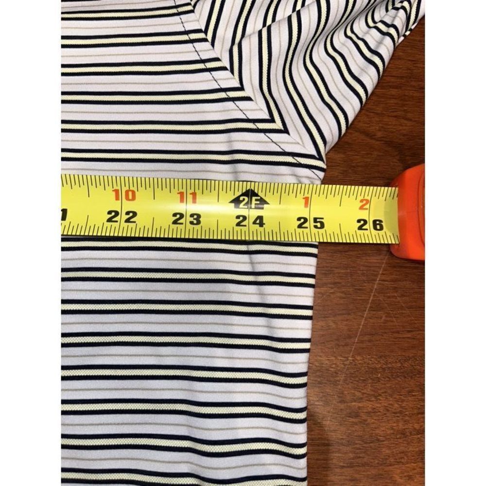 FJ FootJoy Shirt Mens XL White, yellow and blue Striped Golf Polo Lightweight Sh - Picture 3 of 7